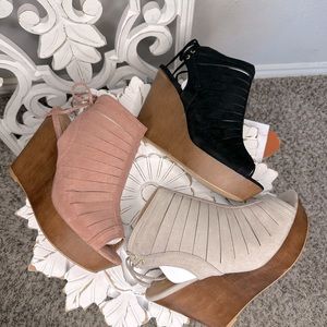 QUPID mauve faux suede with wooden platform wedge heel ✨FAST SHIPPING ✨